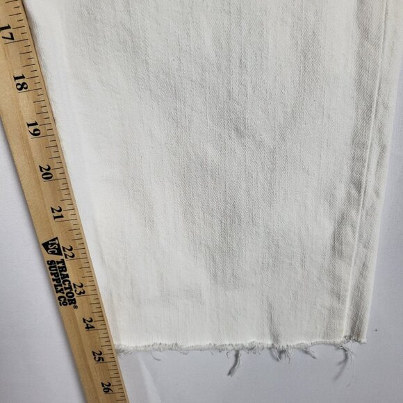 Old Navy Mid Rise Boyfriend Jeans Women's 12 Tall White Raw Hem Cropped Boho - Picture 8 of 8